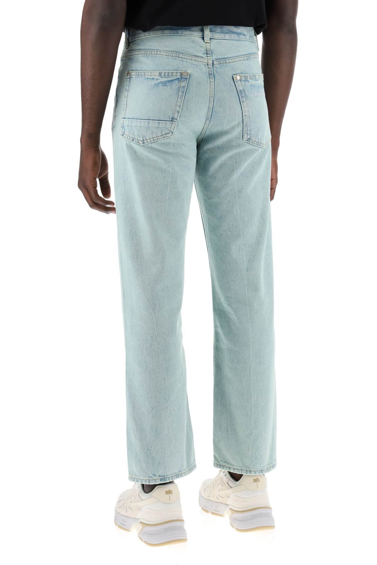 PALM ANGELS Men's Light Blue Straight Cotton Denim Jeans for Summer 2024