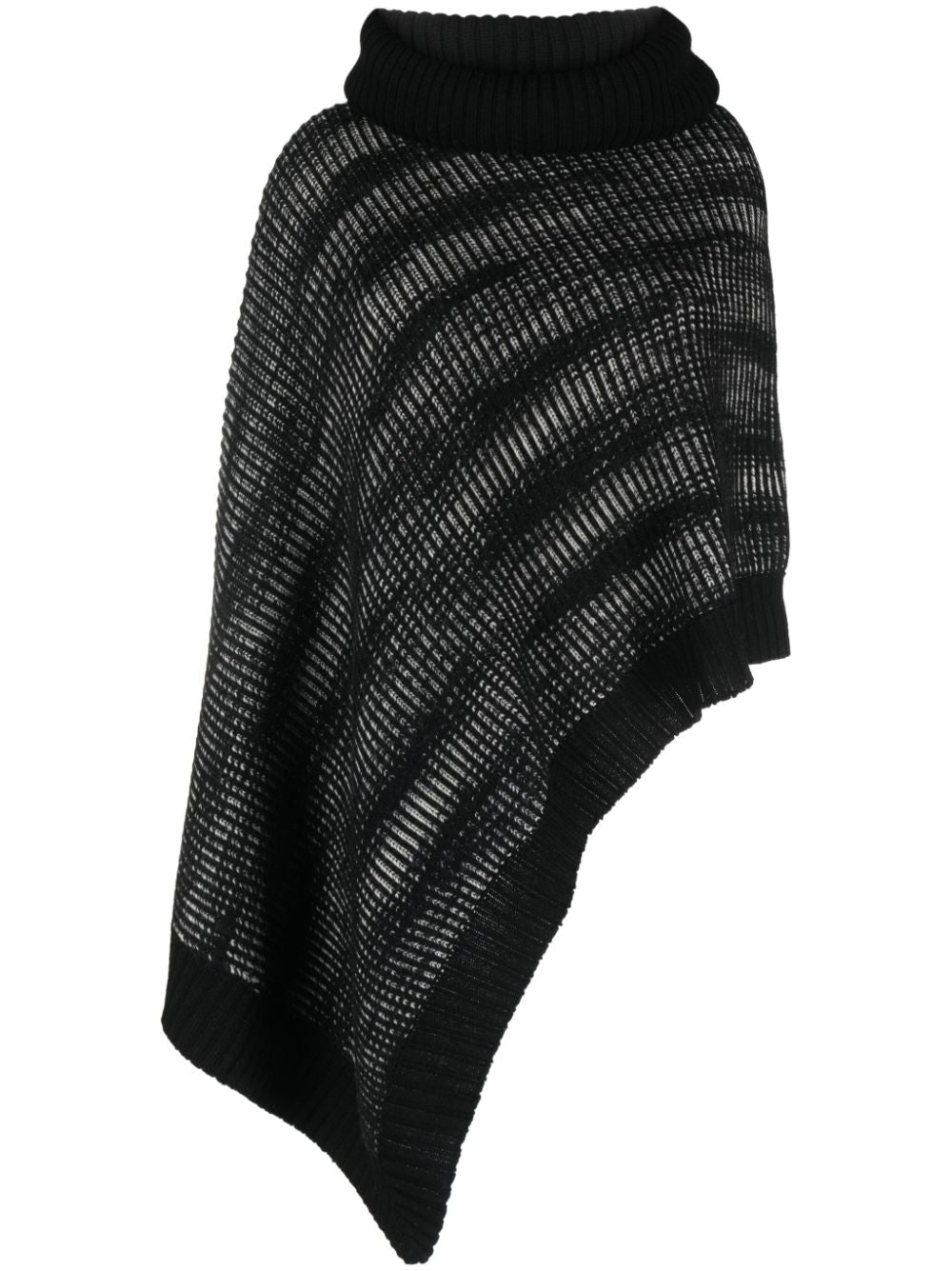 黑色针织羊毛斗篷女装 - FW23系列