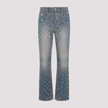 AMIRI Blue Bandana Jacquard Straight Jeans for Men - SS24 Collection