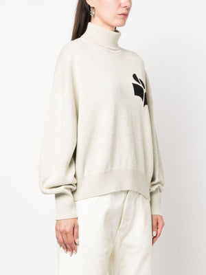 ISABEL MARANT ETOILE Intarsia Logo Roll Neck Jumper in Grey for Women - FW23 Collection