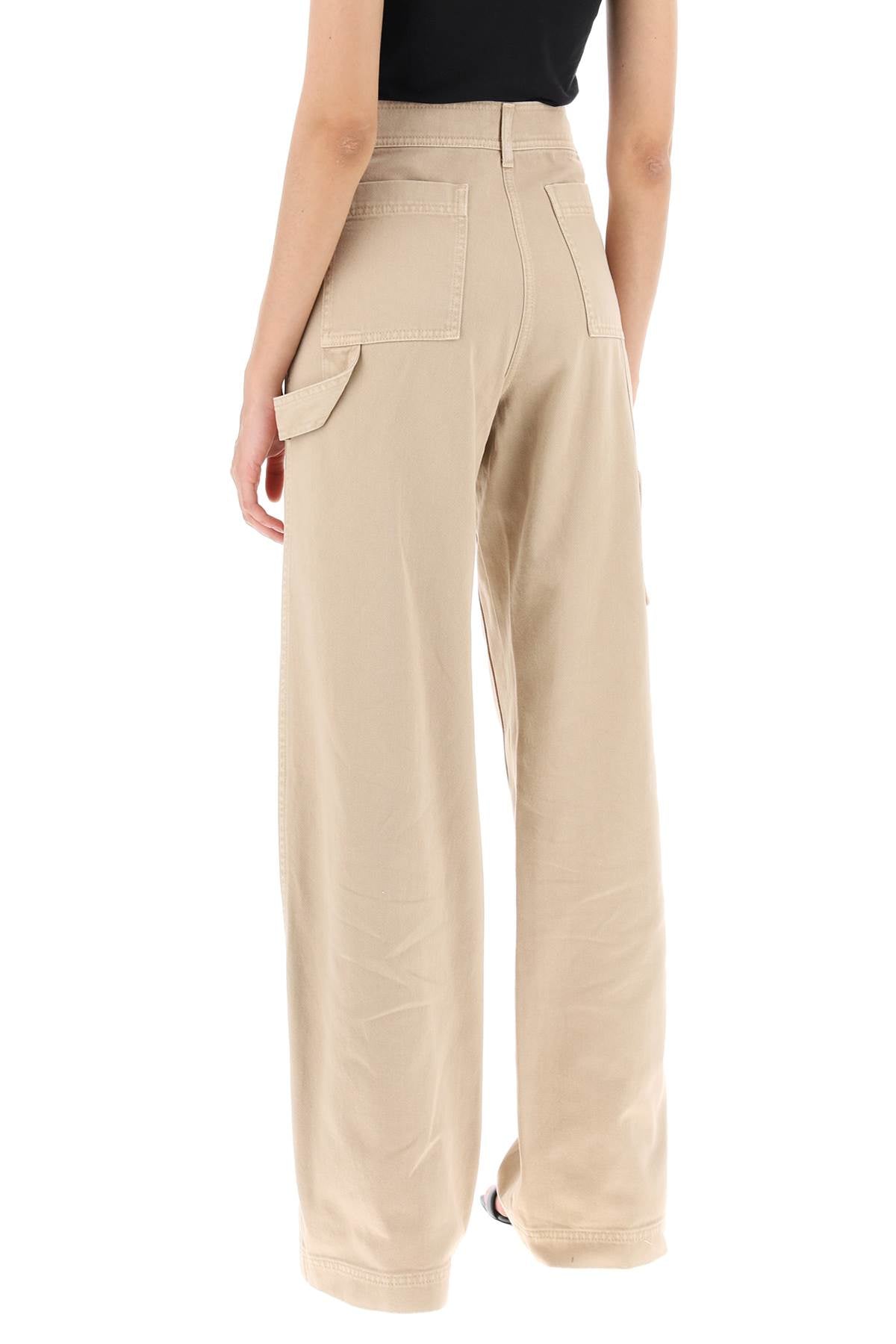 PALM ANGELS Women's Beige Embroidered Cargo Pants for FW23
