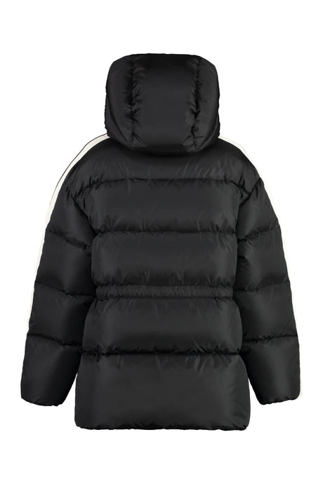 Black Hooded Down Jacket for Women by PALM ANGELS