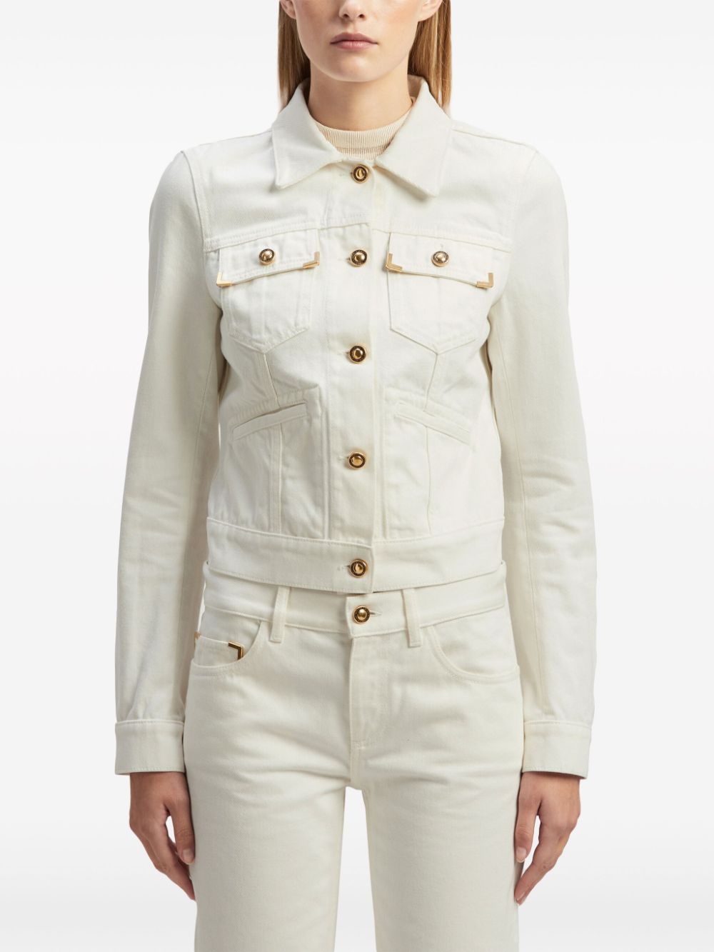 PALM ANGELS White Denim Jacket with Golden Buttons for Women - SS24 Collection