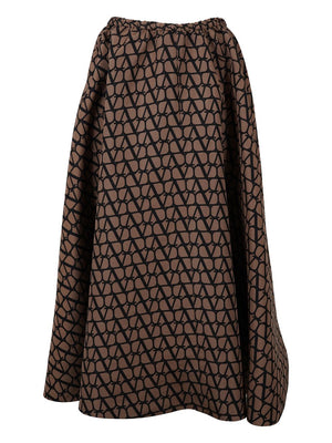 VALENTINO All Over Printed Brown Skirt for Women - Spring/Summer 2024
