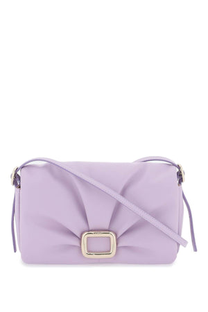 紫色皮革斜挎包-经典扣饰款