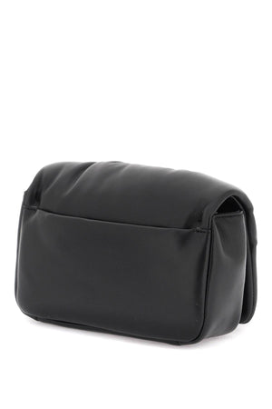 ROGER VIVIER Black Nappa Leather Mini Clutch with Metal Buckle and Detachable Chain Strap, 7.7x3.9x2.4 in