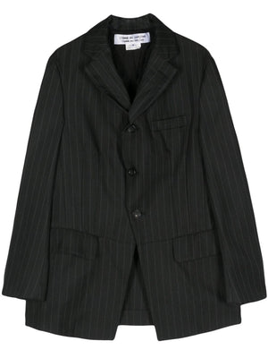 黑色细条纹单排扣西装外套