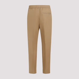 LANVIN Men's Beige Tapered Elasticated Trousers for SS24 Collection