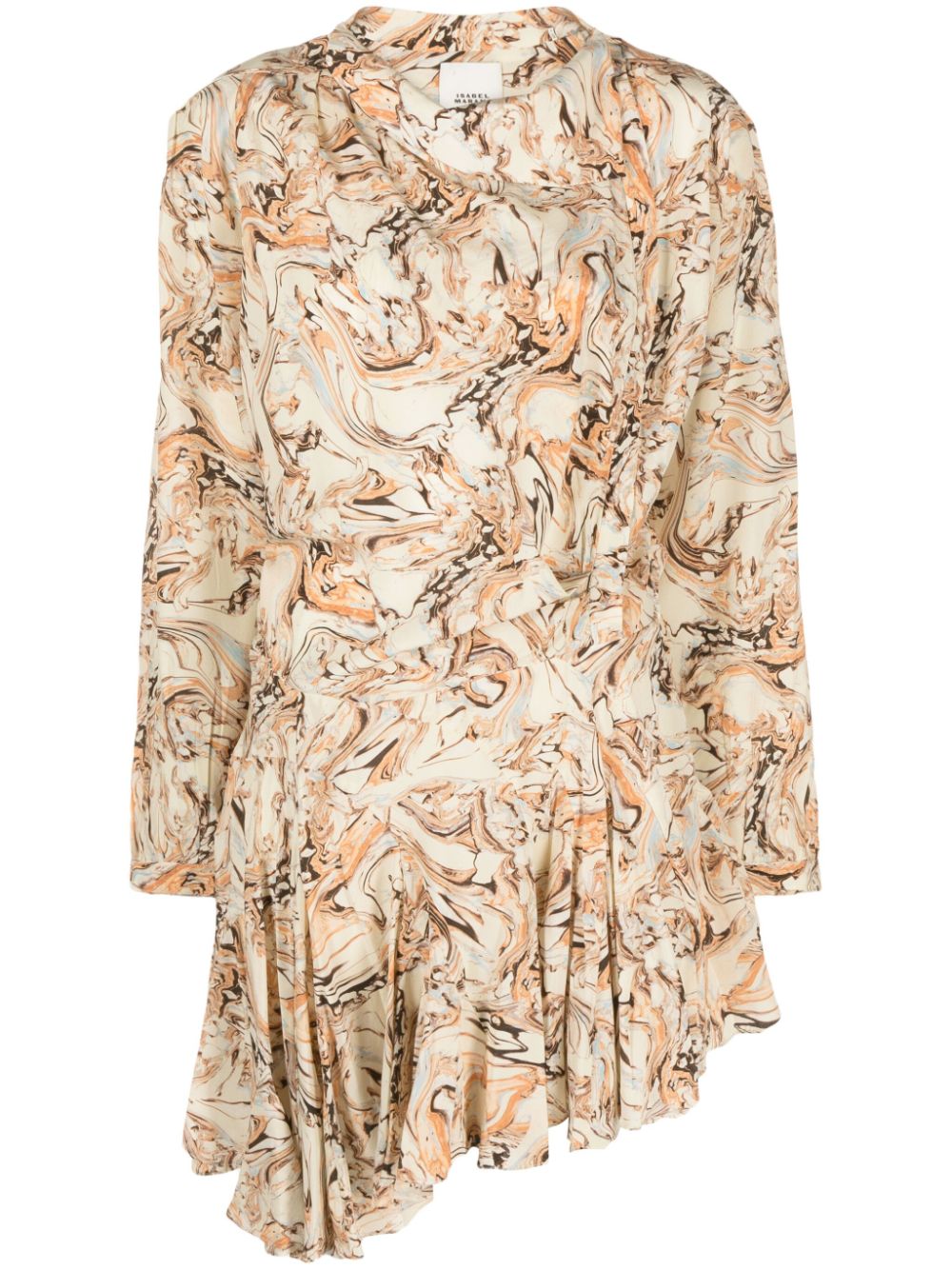 ISABEL MARANT Abstract-Print Silk Minidress for Women in Tan - FW23 Collection