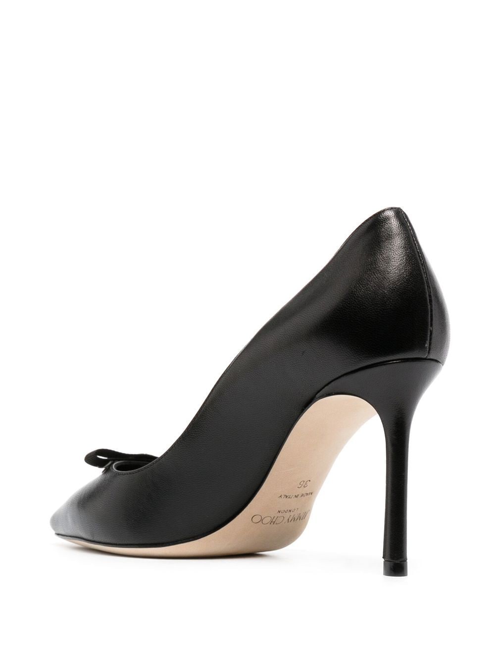 时尚黑色皮革女士凉鞋-罗曼尼85mm-SS24