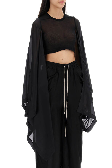 RICK OWENS Black Cotton and Silk Crop Top for Women