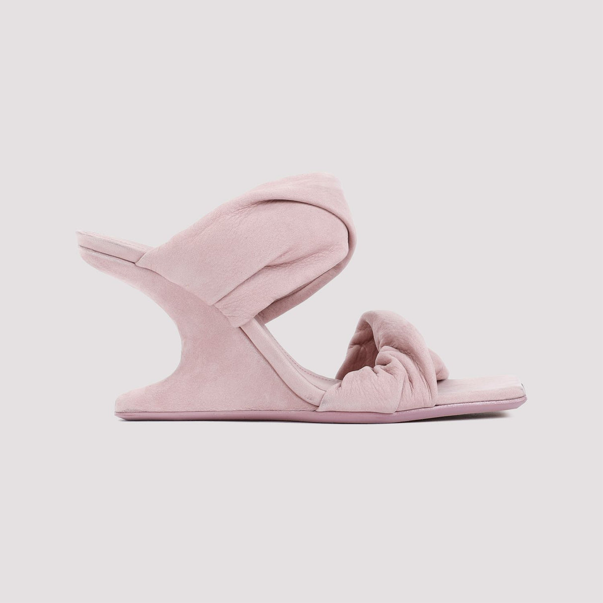 缠绕式双鞋跟女款粉紫色凉鞋