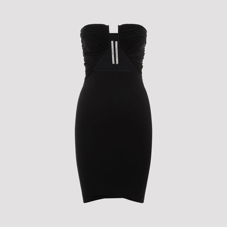 RICK OWENS Sleek Black Nylon Mini Dress