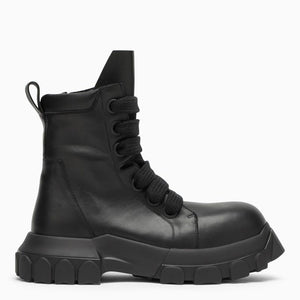 RICK OWENS Men's Black Geometric Lace-Up Boots for SS24