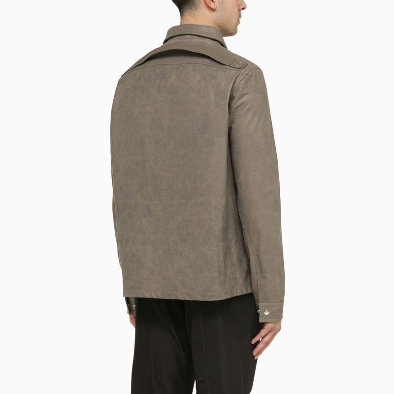 RICK OWENS Men's Tan Leather Shirt for SS24 Collection
