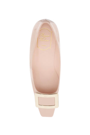 ROGER VIVIER Powder Pink Patent Leather Pumps with Square Buckle and Inclined Heel