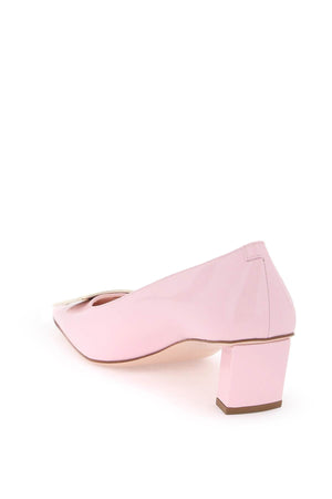 ROGER VIVIER Pink Patent Leather Belle Vivier Pumps with Square Buckle and Inclined Heel for Women