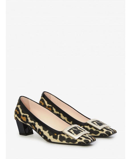 ROGER VIVIER Leopard Print Pumps with Branded Buckle and Square Toe for Women