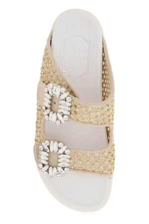 ROGER VIVIER Beige and White Raffia Sandals for Women - SS24 Collection
