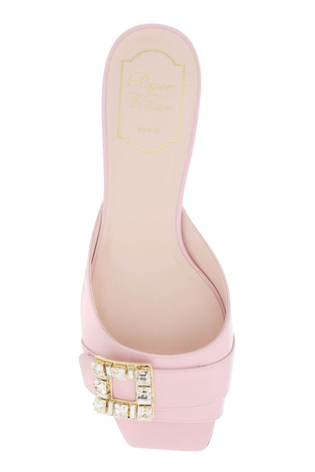 ROGER VIVIER Pink Patent Leather Strass Buckle Sandals for Women