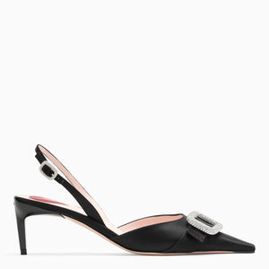 ROGER VIVIER Stunning Black Satin Pumps for Women with Rhinestone Accents