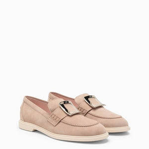 ROGER VIVIER Suede Viv' Rangers Loafers with Platinum Buckle for Women - SS24
