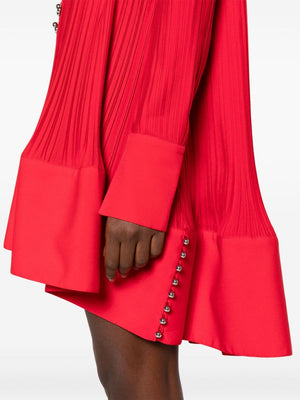 LANVIN Red Pleated Mini Dress in Crepe Material - SS24 Collection