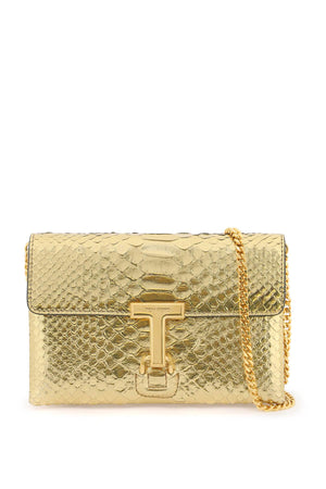 TOM FORD Mini Monarch Stamped Python Clutch in Laminated Yellow Leather