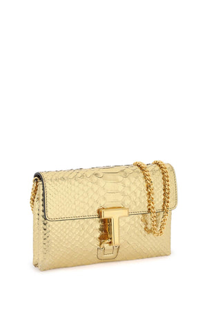 TOM FORD Mini Monarch Stamped Python Clutch in Laminated Yellow Leather