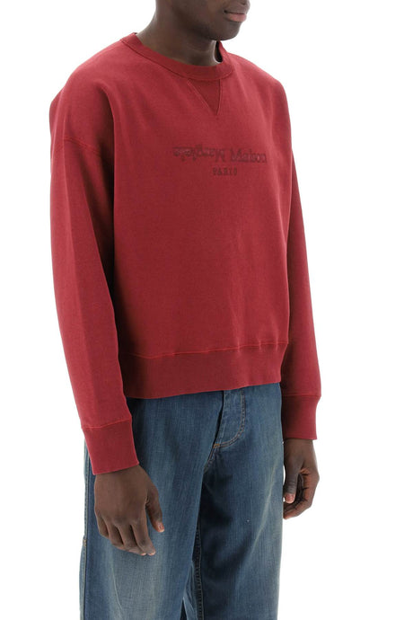 Men's Red Reversed Logo Sweatshirt by Maison Margiela