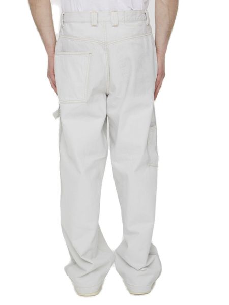 MAISON MARGIELA High-Waisted Straight-Leg Trousers in White Cotton Denim for Men (SS23)