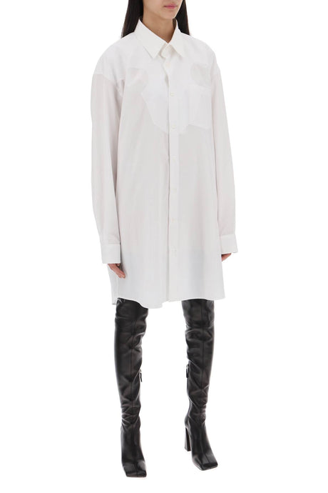 白色方领棉质Poplin女装衬衫连衣裙 - SS24系列