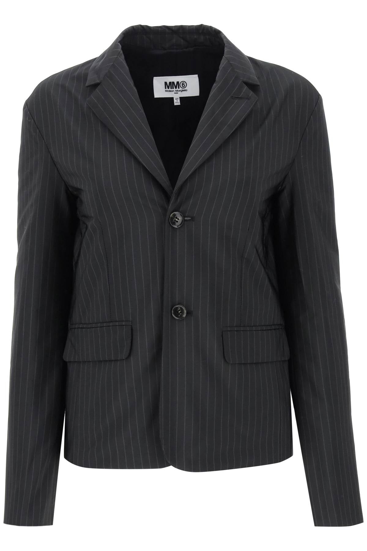 女士黑色带有细条纹图案的棉服外套 - FW23系列