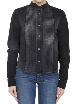 LOEWE Washed-Out Black Pleated Shirt for Women - SS24 Collection