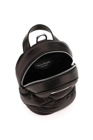 MAISON MARGIELA Black Quilted Leather Backpack for Men with Logo Appliqué and Detachable Strap