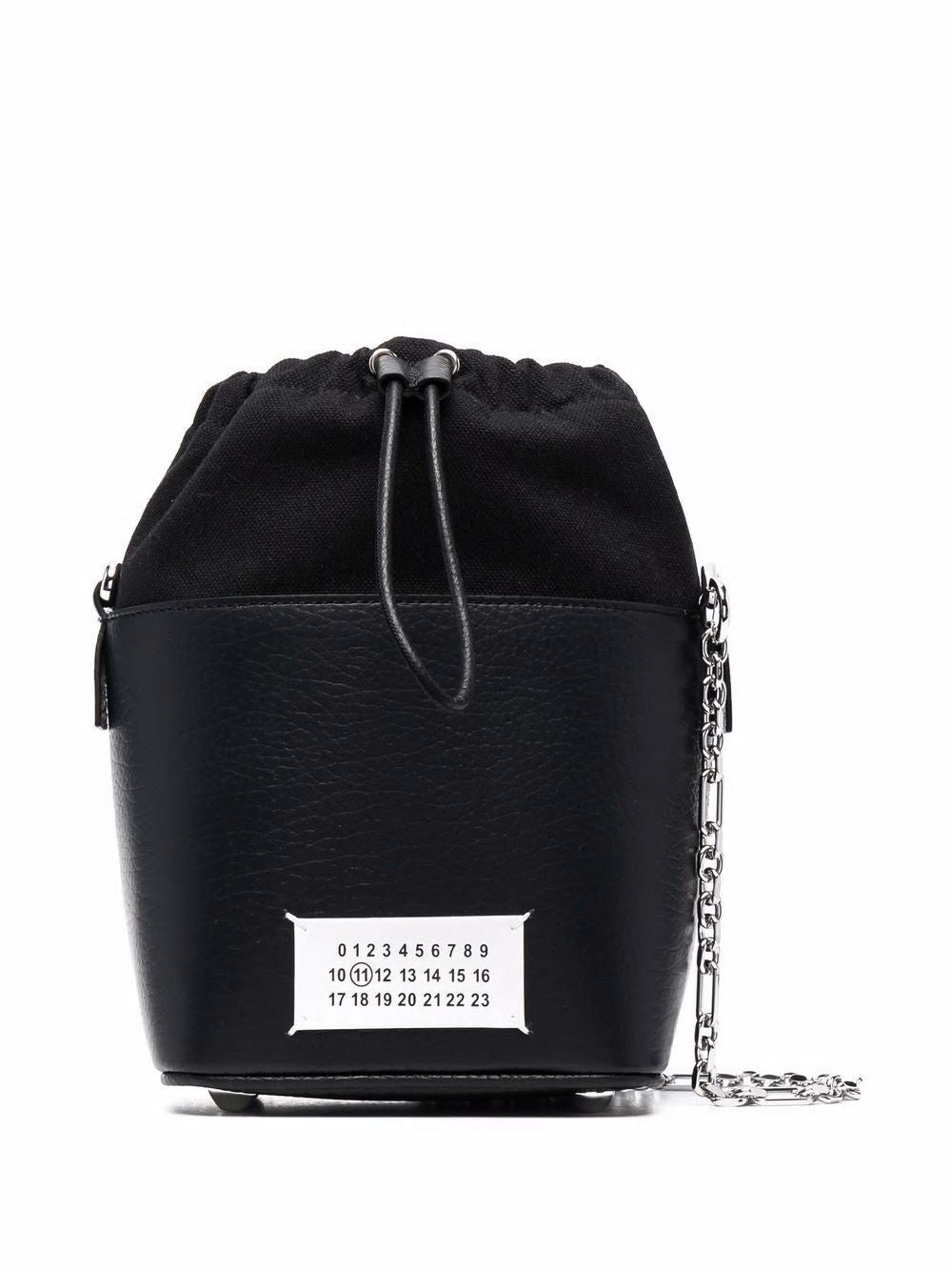 MAISON MARGIELA Women's Mini 5AC Black Leather Bucket Tote Bag FW23