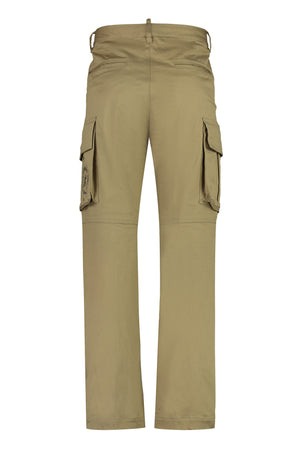 男士棕色工装裤 - 多功能口袋，弹性牛仔布，常规剪裁