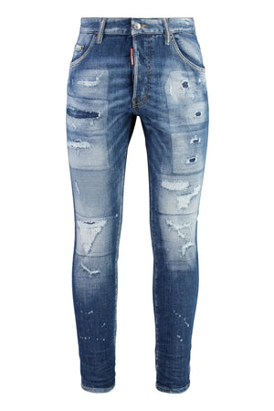 DSQUARED2 Men's Destroyed Slim Fit Jeans with Paint Splatter Print - SS24 Collection