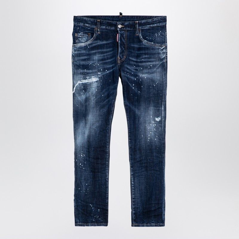 DSQUARED2  Navy Blue BLUE WASHED DENIM Jeans WITH WEAR