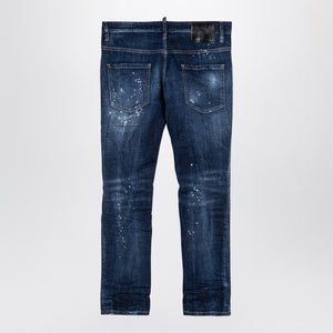 DSQUARED2  Navy Blue BLUE WASHED DENIM Jeans WITH WEAR