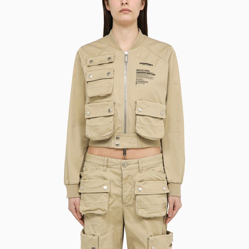 DSQUARED2 Beige Cotton Bomber Jacket for Women