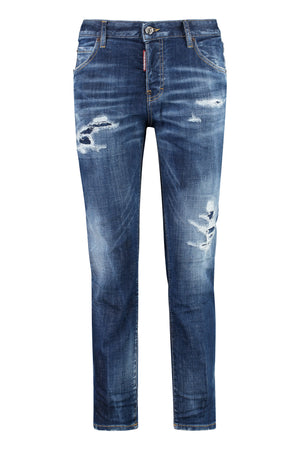 DSQUARED2 Cool Girl Straight Leg Jeans for Women - Distressed Blue Denim