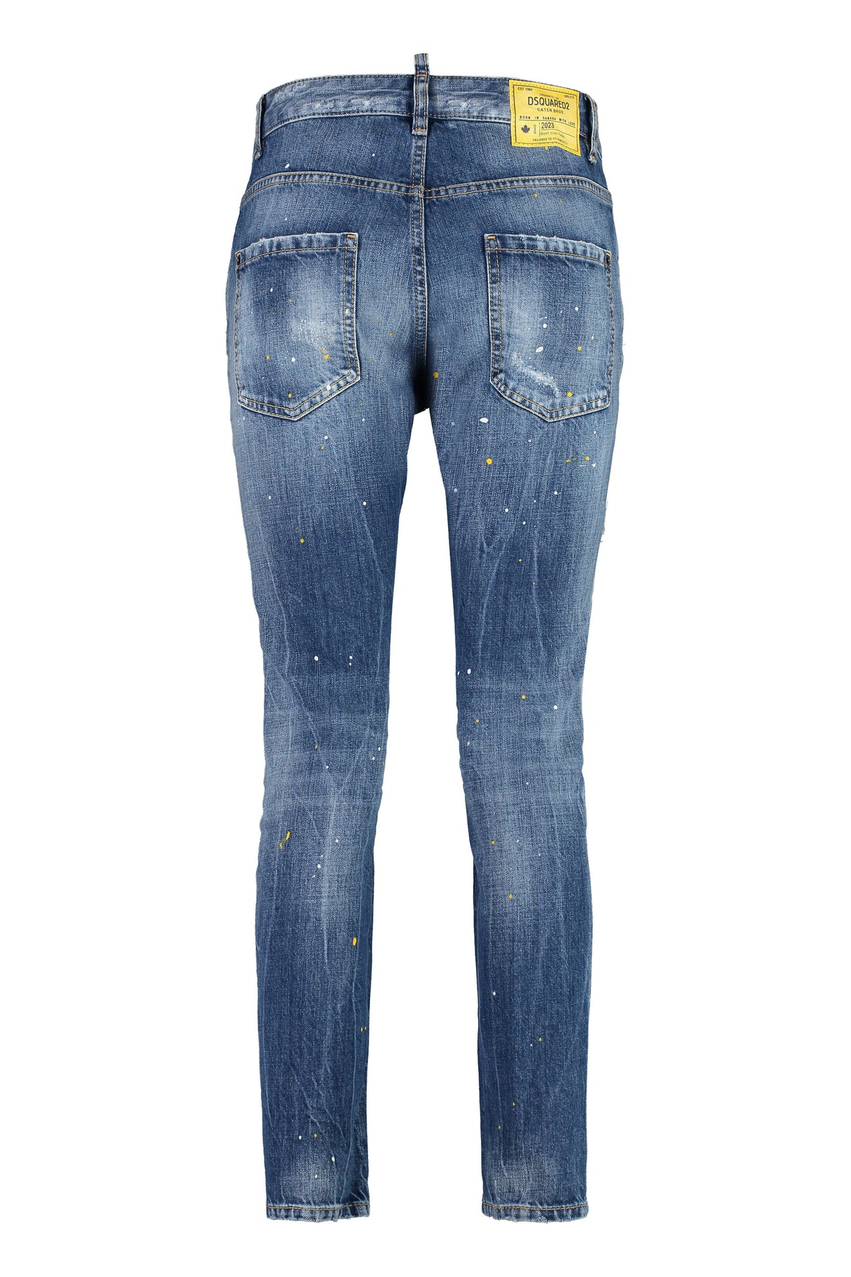 DSQUARED2 Cool Girl Cropped Jeans - Distressed with Paint Effect Print, 100% Cotton