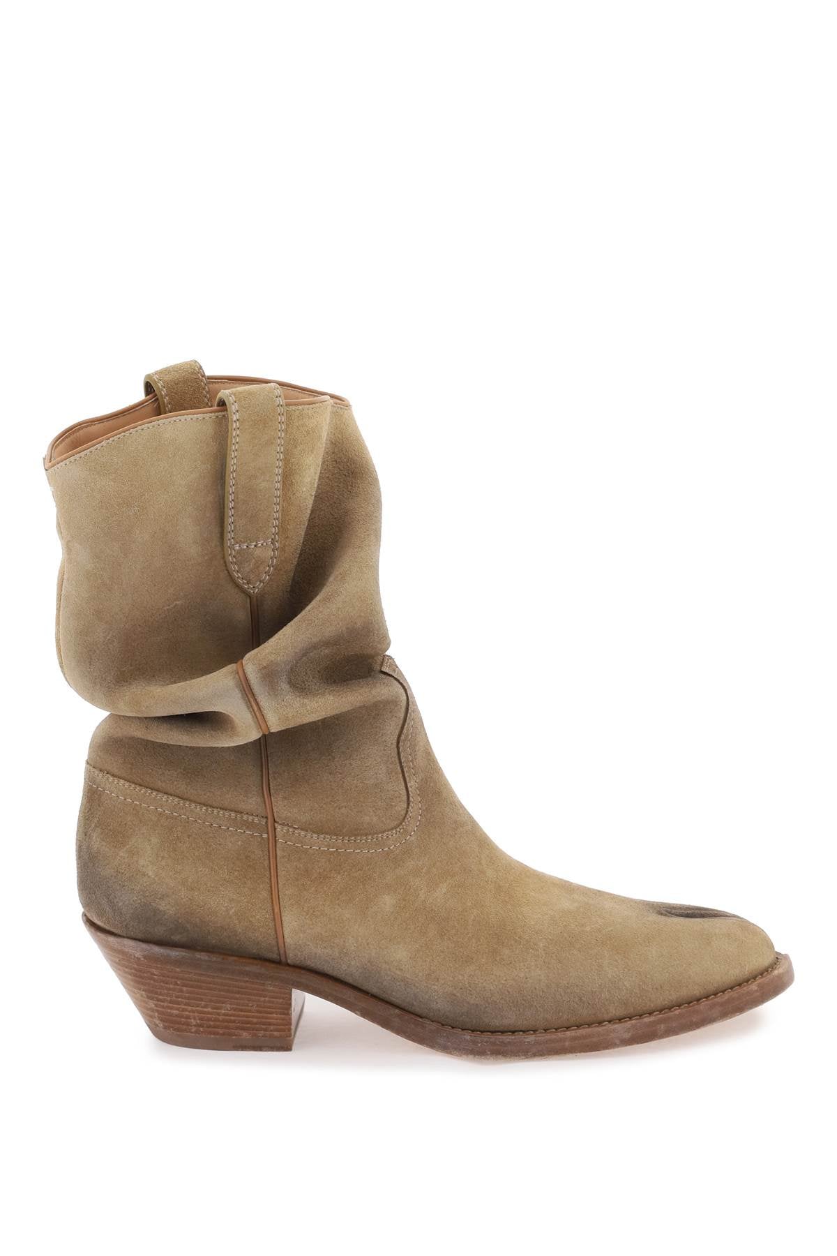 MAISON MARGIELA Handcrafted Neutral Suede Texan Tabi Boots for Men