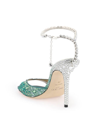 JIMMY CHOO Stunning Ankle Strap Sandals for Women with Handcrafted Crystals in Mixed Shades