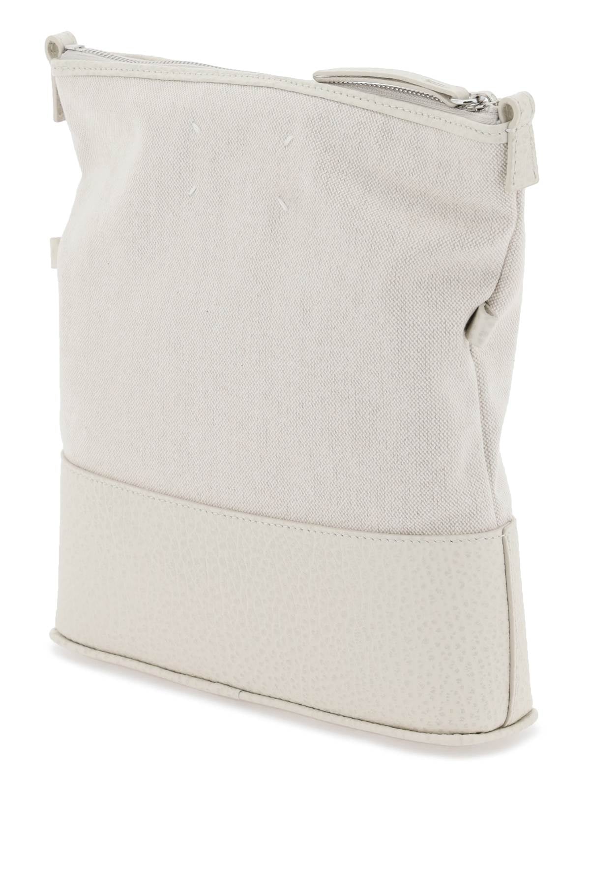 白色棉混纺帆布手袋可拆卸肩带