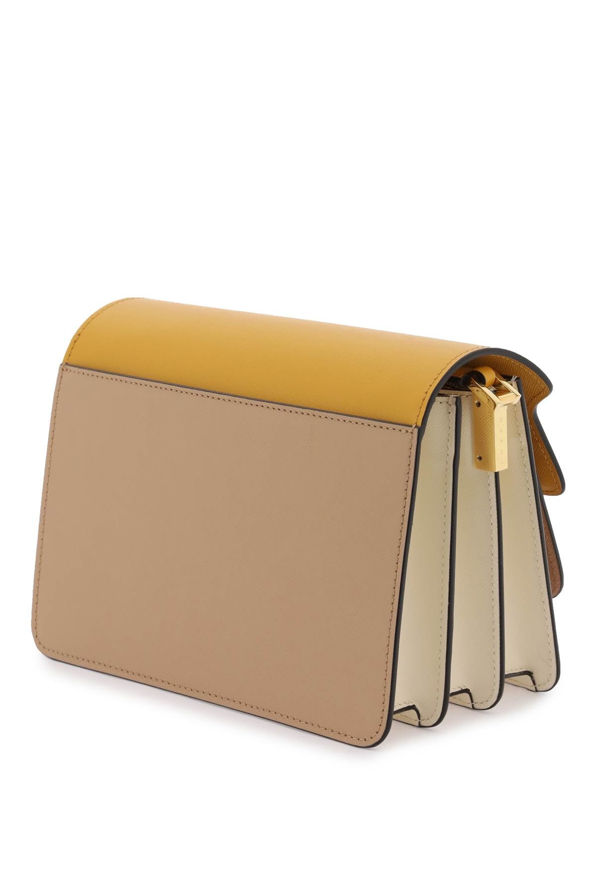 MARNI Tricolor Saffiano Leather Medium Trunk Crossbody Handbag with Gold-Tone Hardware