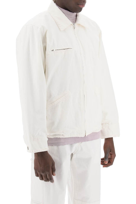 男士白色棉质老旧夹克衫（SS24季）