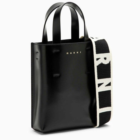 MARNI Black Leather Nano Museo Tote Handbag for Women