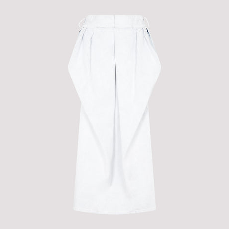 MAISON MARGIELA Crinkled Denim Midi Skirt with Hand-Painted Coating for Women - White